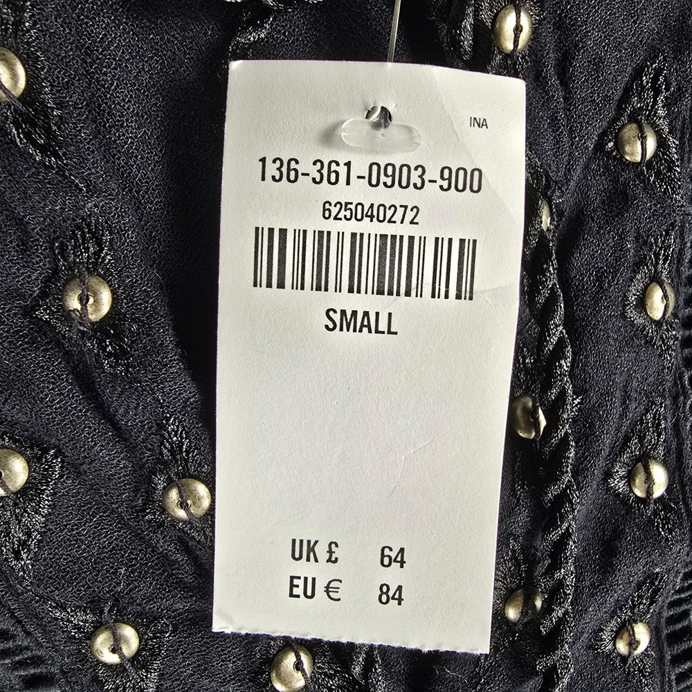Abercrombie & Fitch Blouse Womens Small Black Boho Embroidered Peasant Top NWT - Picture 5 of 13